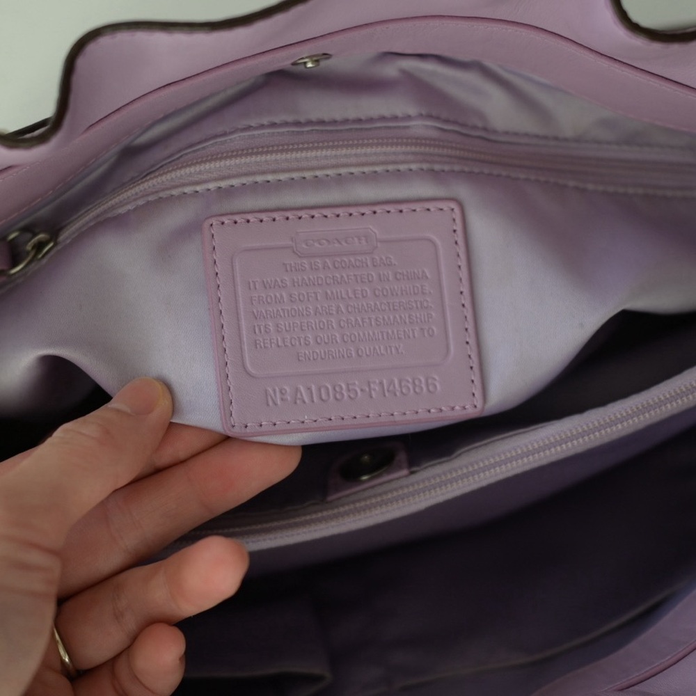 Y2K Coach Penelope Ruffle Purple Lavender Lilac Leather Shoulder Bag - Picture 5 of 13